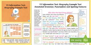 A research template for older students to use when writing a biography. Y3 Information Texts Biography Model Example Text