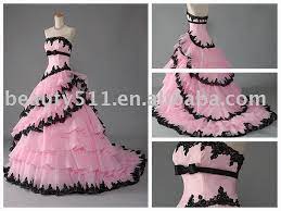 Layered Pink Black Lace Trailing Wedding Dress Bridal Gown Prom Dress Mr 2 0060 Pink Black Weddings Pink Wedding Dresses Bridal Dresses