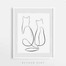 Cat Line Art Poster Minimal Decor Two Cats Print Minimal Etsy In 2021 Line Art Line Art Drawings Minimalist Drawing