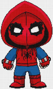 Spider Man Homecoming Home Made Suit Ultimate Chibi Cross Stitch And Plastic Canvas Marvel Cross Stitch Cross Stitch Cross Stitch Patterns