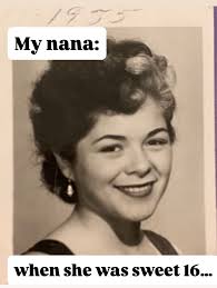 My nana at Sweet 16 and 70 years later at “Sweet 86”… she told us she  prayed at asked God to let her live to be 105! 🙏💖🥳 My Nana Millie is