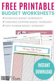 FREE Printable Budget Worksheets