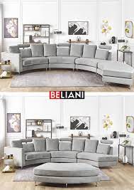 Sofa Samtstoff Hellgrau Rund In 2021 Sofa Design Couch