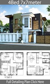 Coming home and relax a very good idea. Modern Home Design 7x7m With 4 Bedrooms Style Modern Terrace Slaphouse Description Ground Lev Duplex House Design Architectural House Plans House Layout Plans