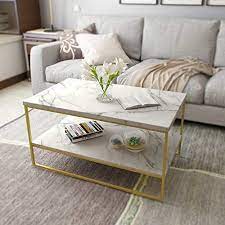 Get it as soon as fri, jul 23. Roomfitters White Marble Print Coffee Table With Gold Metal Legs 2 Tier Living Room Table Buy Online At Best Price In Uae Amazon Ae