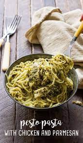Pesto Pasta With Chicken And Parmesan Recipe Pesto Chicken Pasta Recipes Food