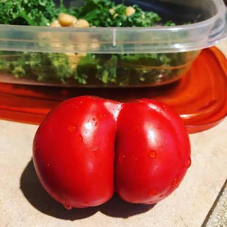 The tomato with my salad for lunch looks like a&nbsp;butt. That is all. #FridayFunny #tomatoes???? #tomatoesofinstagram #plantsofinstagram #plantbased #plantbaseddiet #plantbasedathlete