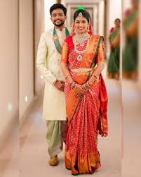 Hyderabad Bridal Inspiration On Instagram Lovely Couple Portraits On The Weddi South Indian Wedding Saree Bridal Sarees South Indian South Indian Bride Saree
