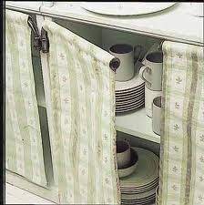Pin By Green Kitchens On Conserve W Cabinet Curtains Swing Arm Curtain Rods Farmhouse Style Curtains Kitchen Cupboards