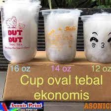 Mau makanan kering atau berkuah, paper bowl ukuran 800 ml ini cocok buat konsumen yang gampang kekenyangan. Desain Logo Cup Minuman Sedang