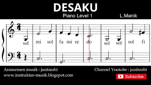 Not Balok Desaku Tutorial Piano Grade 1 Notasi Lagu Anak Doremi Solmisasi Youtube