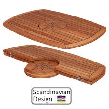 Teak marine table for elite charters, hong kong. Teak Table Folding Star Inlay Barrel Shaped Teak Deck Company