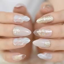 Check spelling or type a new query. Beige Sharp Stiletto False Nails With Golden Glitter Clear Grey Marble Design Fake Nail Full Cover Fashion Acrylic Nail Z899 Wish