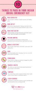 10 Things To Pack In Your Indian Bridal Emergency Kit Bridal Emergency Kits Indian Wedding Planning Checklist Indian Wedding Planning