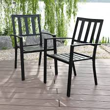 Mf Studio Metal Patio Outdoor Dining Chairs Set Of 2 Stackable Bistro Deck Chairs For Garden Backyard Lawn Support 300lb Black Walmart Com Patio Dining Chairs Outdoor Dining Chairs Backyard Chairs