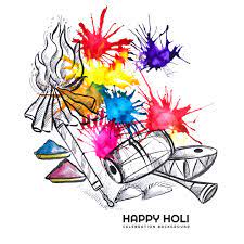 Holi is a religious festival on which people plays with different colors and enjoy the day with great fun and innocent plays. Holi Sketch Celebration Card 701663 Download Free Vectors Clipart Graphics Vector Art