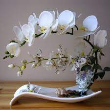Butterfly Orchid Artificial Flowers Set Fake Flower Ceramic Vase Ornament Phalaenopsis Figurine Home Furnishing Decoration Craft Www Anything Go Com Orchid Flower Arrangements Orchid Arrangements Artificial Flower Arrangements