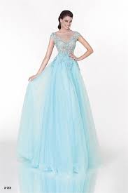 Princess A Line Illusion Neckline Cap Sleeve Light Blue Tulle Prom Dress Dresses Prom Dresses Tulle Prom Dress