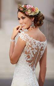 Satin Sheath Illusion Neckline Wedding Dress Stella York Illusion Neckline Wedding Stella York Wedding Dress Wedding Dresses