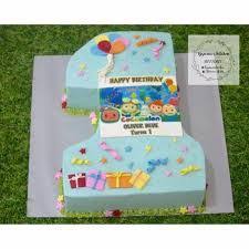 Single Layer One Year Birthday Cake For Baby Boy 1 Year Image Result For Cocomelon Birthday Cake First Birthdays Birthday 2nd Birthday