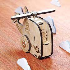 Diy Helicopter Music Box 3d Wooden Puzzle Wind Up Music Box Music Box Up Music Diy Music Box