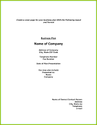 Business Plan Cover Page Sample Business Form Templates
