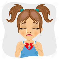 Pleure Petite Fille Tenant Deux Morceaux De Coeur Brise Clip Art Libres De Droits Vecteurs Et Illustration Image 71476547