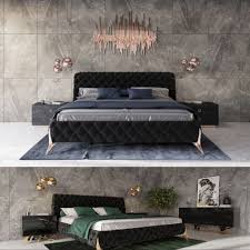 The modern bedroom and bedroom set allows you to create a modern art museum in your bedroom. Modrest Legend Modern Black Velvet Gold Bed Gold Bed Modern Bed Italian Bed