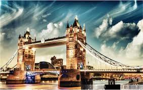 العرف صور 3d غرفة خلفيات لندن بريدج البناء اللوحة تحسين المنزل 3d الجدار الجداريات ورق الجدران 3 د London Cityscape Wall Art Pictures Tower Bridge London