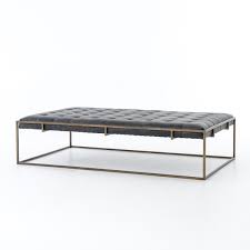 Oxford Tufted Black Leather Ottoman Coffee Table In 2020 Leather Ottoman Coffee Table Leather Coffee Table Ottoman Coffee Table