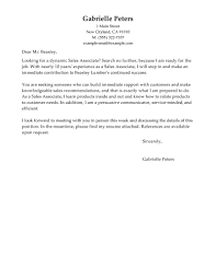 Cover Letter Examples Sales Associate Retail Sales Associate Cover Letter