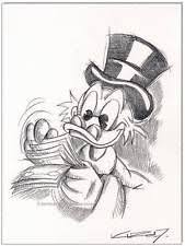 Klausewitz Original Kreidezeichnung Auf Zeichenkarton Dagobert Duck 24x32 Cm Disney Skizzen Dagobert Duck Cartoon Zeichnungen