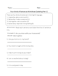 Kinds Of Sentences Worksheets Labeling Four Kinds Of Sentences Worksheet Kinds Of Sentences Sentences Types Of Sentences