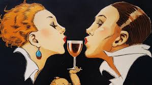 ON LINEN/ ORIGINAL Vintage Poster PORTO RAMOS-PINTO Wine CUPID Art Deco THE  KISS