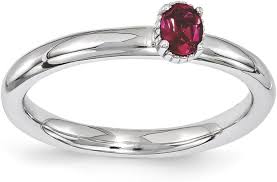 Jewels By Lux Anillo apilable de plata de ley con una sola piedra rubí  creado