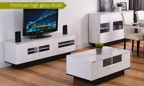 Modern new living room design furniture 2 piece glass high gloss white metal copper base round corner coffee tables set for sale. High Gloss Living Room Furniture Groupon