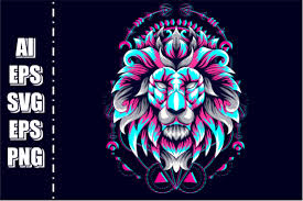 Download Lion Head Glitch Vector Illustration Graphic By Ap Creative Fabrica SVG Cut Files