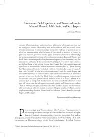 Check out the pronunciation, synonyms and grammar. Pdf Immanence Self Experience And Transcendence In Edmund Husserl Edith Stein And Karl Jaspers