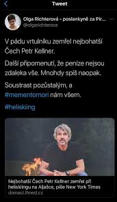 Olga richterová (poslankyně hlavní město praha) vložil nový článek pirátské seniorské sportovní odpoledne. Piratka Richterova Napsala Nevhodny Komentar Ke Kellnerove Smrti Pak Ho Smazala Ale Dukazy Jsou Expres Cz