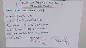 Persamaan kuadrat adalah suatu bentuk persamaan dengan pangkat tertinggi variabelnya adalah dua. Jumlah Hasil Kali Akar Akar Persamaan Kuadrat Persamaankuadrat Matematika Youtube