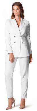 Doublure en popeline rayée 100% coton. Ensemble Pantalon Blanc Croise En Lin 194 Sumissura