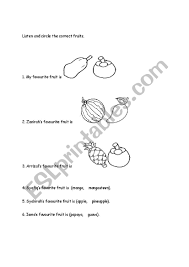 <fruit agrees with the verb> 4 bananas are my favourite fruit. My Favourite Fruit Esl Worksheet By Alia221090