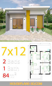 Small House Design Plans 7x12 With 2 Bedrooms Full Plans House Plans 3d In 2020 Small House Design Plans Small House Layout Small House Design