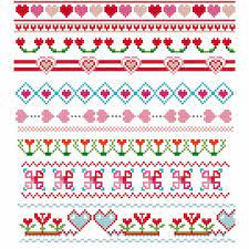 Hearts cross stitch borders pdf pattern. Hearts Borders Cross Stitch Pattern Studio Koekoek