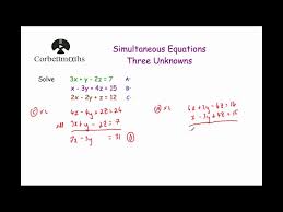 Simultaneous Equations With Three Unknowns Youtube