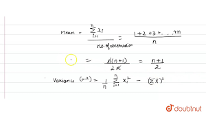 Find The Mean Standard Deviation And Variance Of First N Natural Numbers Youtube