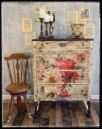 Sold Hand Painted Antique Floral Dresser Etsy Decoupage Furniture Painted Furniture Hand Painted Furniture
