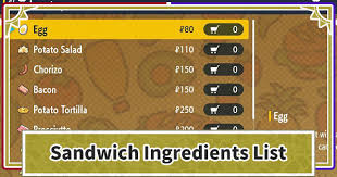 Pokemon Scarlet and Violet | Sandwich Ingredients List - Locations & Shops  | Pokemon SV - GameWith