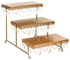 Is there such a thing as a cupcake tower? 3 Tier Serving Platter And Cupcake Stand With Crystals Gold Traditional Dessert And Cake Stands By Amalfi Decor Houzz