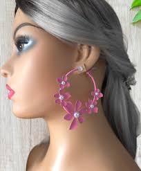 1 Pair If Pink CLIP ON Hoop Earrings